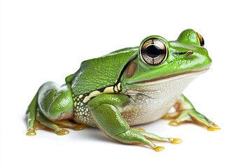 Obraz premium Frog sitting and croaking isolated on a white background