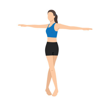 Woman doing Supine Spinal Twist Pose II, Reclined Twist, Belly Twist, Jathara Parivartanasana. Flat vector illustration isolated on white background