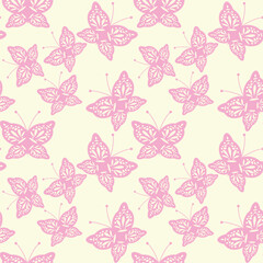 Seamless vector illustration print pattern background wallpaper with butterflies summer spring for textile, paper, pack etc 