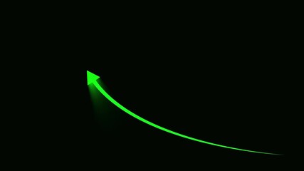 business up arrow animation on black background. , business growth arrow and graph.