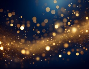 shimmering golden particles sparkling on deep navy background abstract festive illustration
