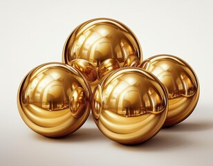 shiny metallic gold balls isolated on white luxurious clip art elements 3d render