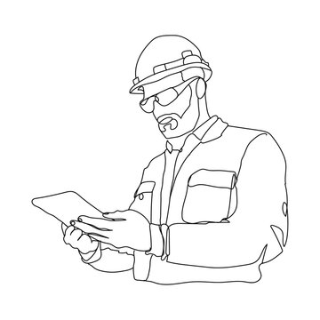 recommend clip art: dessin en ligne continue d'un homme au travail, line art, vecteur