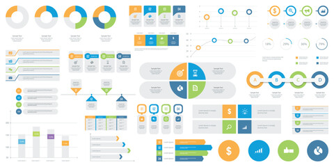 set business infographic design. with graph chart timeline and option process steps for presentation. flat vector illustration design element  
