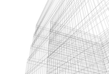 Abstract architectural drawing 3d illustration
