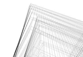 Abstract architectural drawing 3d illustration