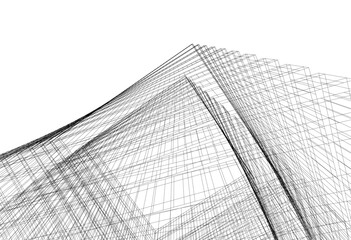 Abstract architectural drawing 3d illustration