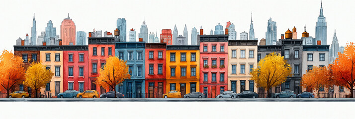 A horizontal illustration of Brooklyn neighborhood