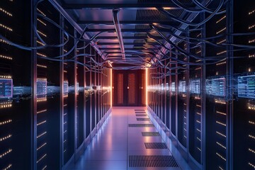 Fototapeta premium Cutting-Edge Data Center: Advanced Technology and Digital Infrastructure