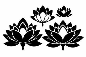 Beautiful fresh lotus flower silhouette black colour vector