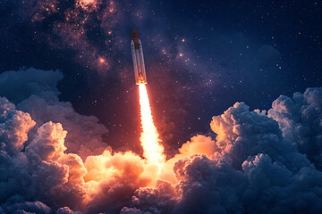 Rocket Launch into the Night Sky.