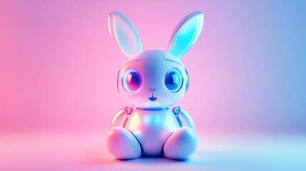 Fototapeta premium Robo-Rabbit in a Futuristic Playground with Minimalistic Abstract Background