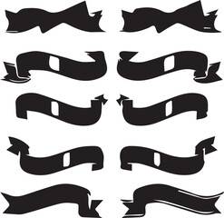 Vintage blank ribbons  Minimalist Black Silhouette Vector Collection
