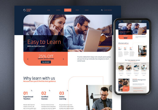 Website Design for Education and Online Courses  Template