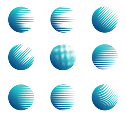 Set of damaged blue circle for logo