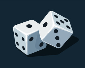 White playing D6 dice on a dark background