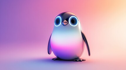 Robo-Penguin in a Futuristic Playground with Minimalistic Abstract Background