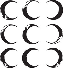 Crescent Moon Minimalist Black Silhouette Vector Collection
