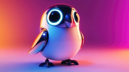 Fototapeta premium Robo-Parrot in a Futuristic Playground with Minimalistic Abstract Background