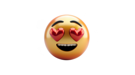 3D Emoji with heart eyes ,isolated on a pure white background