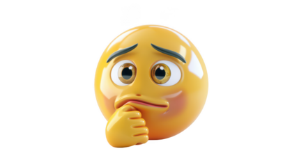 3D Emoji with a thinking face ,isolated on a pure white background