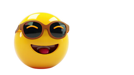3D Emoji with sunglasses ,isolated on a pure white background