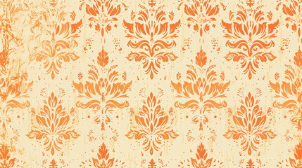 Fototapeta premium Vintage wallpaper effect created by seamless damask pattern on textured background