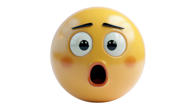 3D Emoji with a shocked expression ,isolated on a pure white background