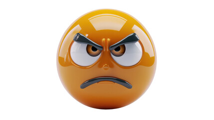 3D Emoji with a frown ,isolated on a pure white background