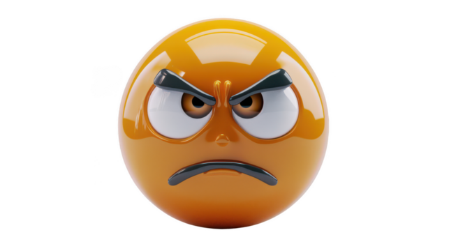 3D Emoji with a frown ,isolated on a pure white background