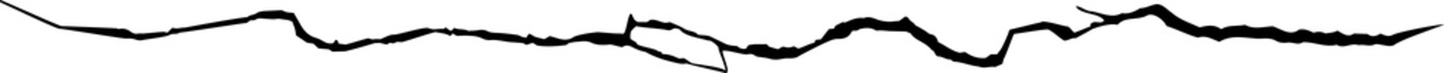 Surface crack and fissure in ground, concrete, crevices from disaster top view. Breaks on land surface from earthquake isolated on white background. Broken ground, wall, glass pattern effect. Damage	