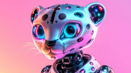 Fototapeta premium Robo-Cheetah in a Futuristic Playground with Minimalistic Abstract Background