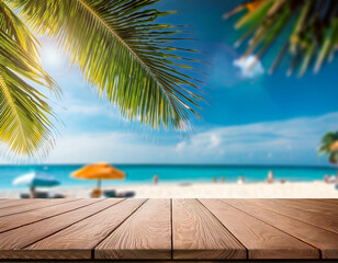 Obraz premium tropical beach backdrop in blur. Summertime getaway