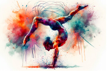 Rhythmic gymnastics in watercolor