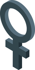 Gray female gender venus symbol standing on a white background