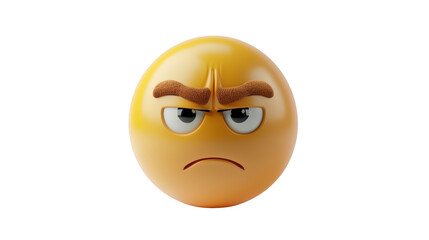 3D Emoji with a raised eyebrow ,isolated on a pure white background
