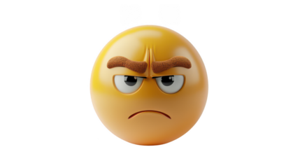 3D Emoji with a raised eyebrow ,isolated on a pure white background