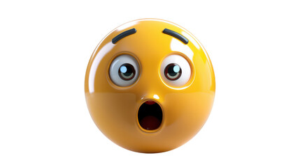 3D Emoji with a look of surprise ,isolated on a pure white background