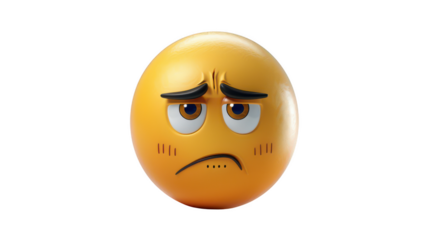 3D Emoji with a look of skepticism ,isolated on a pure white background