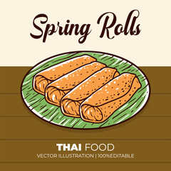 Spring Rolls thailand food vector illustration