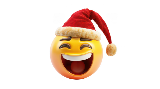 3D Emoji with a Santa hat ,isolated on a pure white background - Powered by Adobe