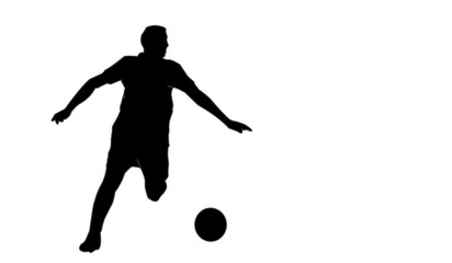 Soccer player, soccer player black white. Soccer player silhouette.