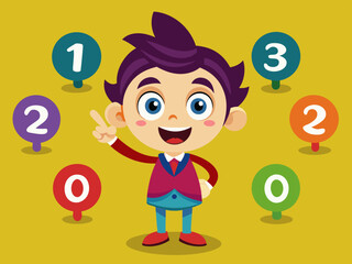 Hands count with fingers. Cartoon counting from one to ten, showing numbers, using hands gestures. Ten number dotted. Basics math learning. Vector illustration
