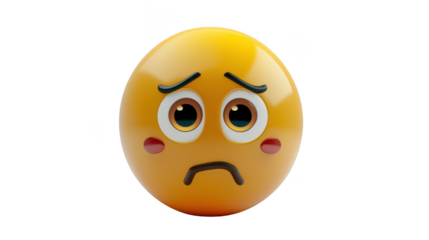 3D Emoji with a look of hope ,isolated on a pure white background