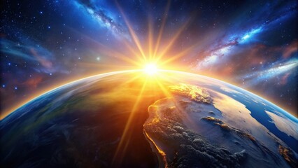Planet Earth with a stunning sunrise in space, Earth, planet, sunrise, space, universe, globe, celestial, beautiful