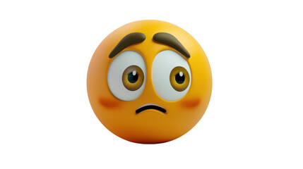 3D Emoji with a look of nostalgia ,isolated on a pure white background
