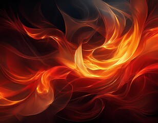 Fototapeta premium vibrant fire elemental swirling flames in shades of red orange and yellow dancing against a dark background ethereal wisps and embers creating intricate patterns and shapes