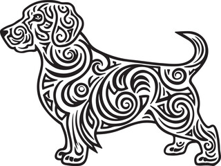 Dachshund Dog Intricate Line Art Vector