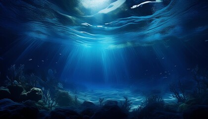 aquatic abyss dark blue ocean depths seen from underwater perspective abstract seascape photo