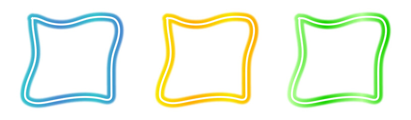 Set of neon frame border cut out design elements